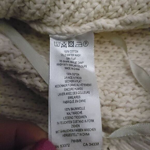 French Connection Neutral Off White  Cream Chunky Blousy Cropped Cotton Sweater - Picture 6 of 7